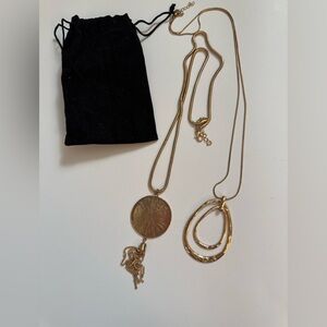 Gold long necklaces